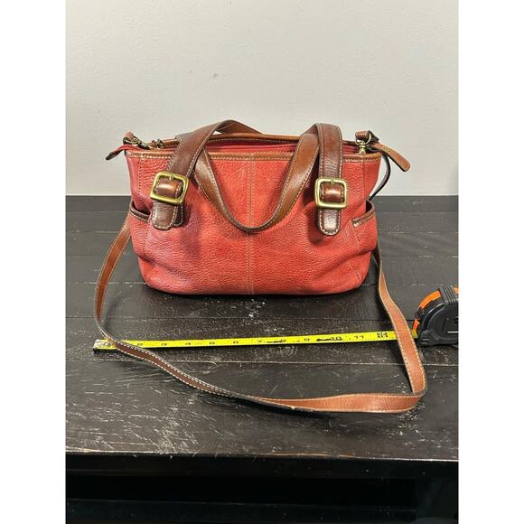 Vintage Fossil Red Pebbled Leather Purse Shoulder Bag - Picture 2 of 13